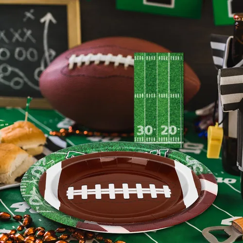Miniatura 6 de Juego de suministros para fiesta de fútbol americano – 150 piezas de vajilla, las decoraciones incluyen platos, servilletas para el día del juego