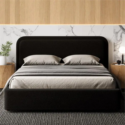 Miniatura 2 de Chloe - Cama de plataforma tapizada No requiere somier (borde negro, marco de cama queen)