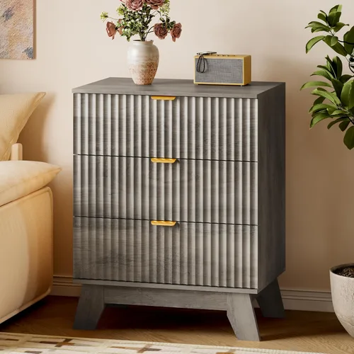 Miniatura 26 de BORNOON Cómoda alta de 46" para dormitorio, cómoda de 6 cajones acanalados, cómoda moderna de madera con almacenamiento profundo, correderas