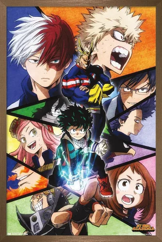 Miniatura 14 de Trends International My Hero Academia-Faces - Póster de pared de 14.725 x 22.375 pulgadas, versión con marco en color madera rústica