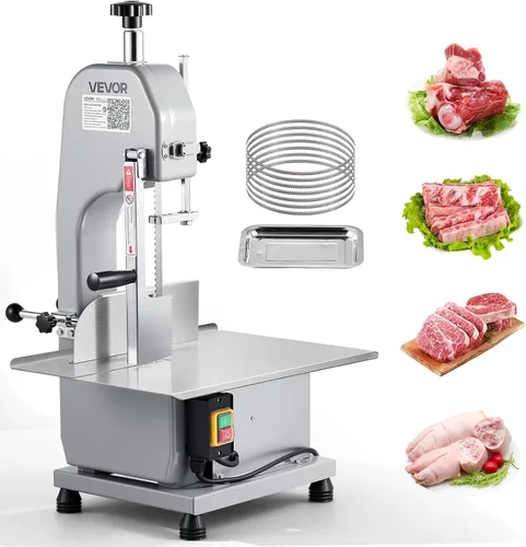 Miniatura 12 de Sierra de banda eléctrica comercial para carne, máquina de sierra ósea vertical de acero inoxidable de 1500W, banco de trabajo de 19.3" x 15