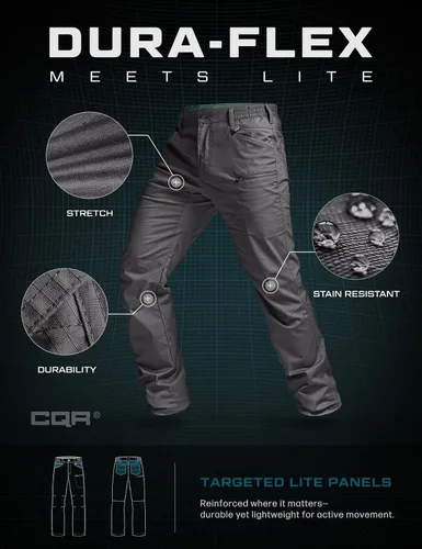 Miniatura 154 de CQR – Pantalones tácticos elásticos tipo cargo para hombre, resistentes al agua, de tela ripstop (antidesgarros), ligeros, ideales para uso diario