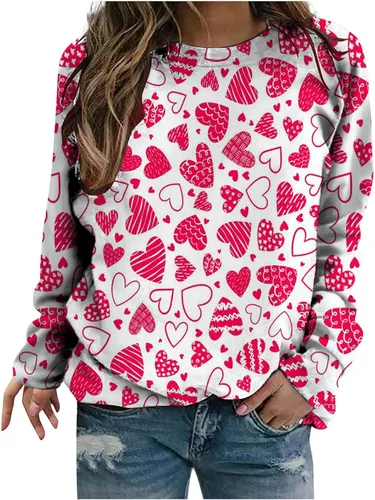 Miniatura 46 de Sudadera de manga larga con estampado de leopardo y corazón para mujer, para el día de San Valentín, sin botones, para niñas, regalos