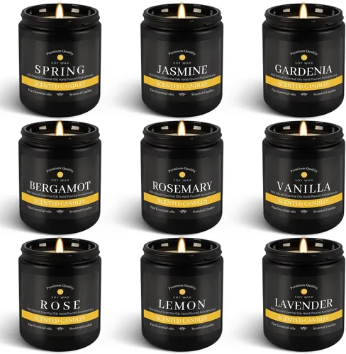 YOROXRG Paquete de 9 Velas Aromáticas para el Hogar, Juego de Velas de Aromaterapia Regalos para Hombres Juego de Velas, 63 oz 450 Horas Velas de