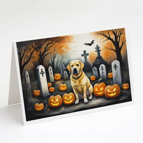 Miniatura 50 de Caroline's Treasures DAC2018GCA7P - Tarjetas de felicitación y sobres de Halloween espeluznantes de Border Collie, paquete de 8 tarjetas en blanco