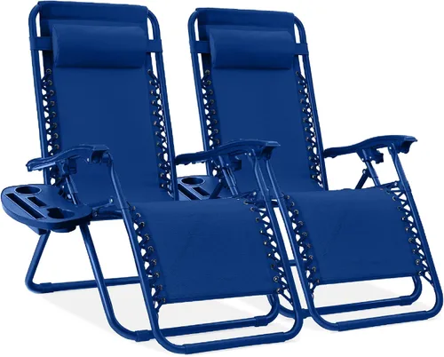Miniatura 25 de Best Choice Products - Juego de 2 sillas reclinables y ajustables de malla y acero, sillas con sensación gravedad cero con cojines y bandejas