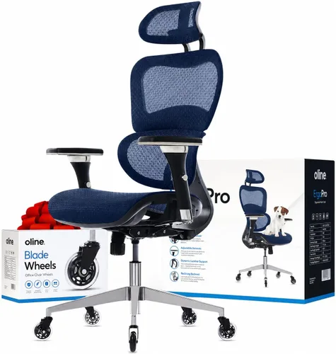 Oline ErgoPro Silla de oficina ergonómica – Silla de escritorio con reposa-brazos ajustable en 4D, soporte lumbar 3D y ruedas delgadas – Silla de