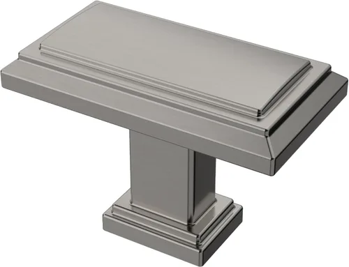 Miniatura 20 de Alzassbg - Paquete de 10 tiradores de gabinete de níquel negro cepillado de 3 pulgadas (76mm) con agujero central, manijas de gabinete de cocina