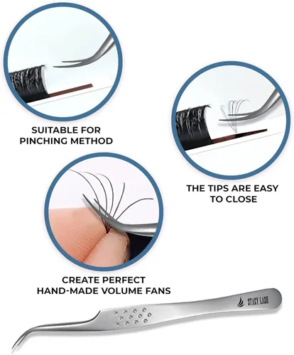 Miniatura 5 de Stacy Lash STL-10 Pinzas de extensión de pestañas curvas/Herramienta separadora de pestañas/Suministros para aislamiento de pestañas postizas Stl-10