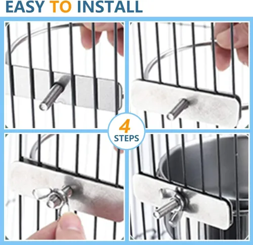 Miniatura 7 de 2 Piezas de Recipientes para Alimentación de Aves de Acero Inoxidable, Tazón Pequeño para Alimentar Aves, Tazón para Comida de Loros de Acero