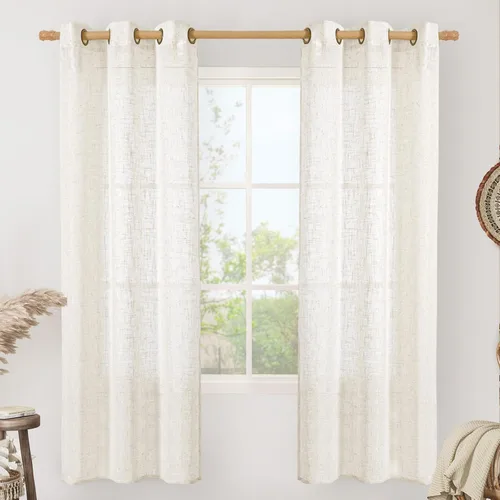 Miniatura 168 de LAMIT Cortinas de lino sintético para dormitorio, paneles filtrantes de luz, cortinas de lino con protección de privacidad con ojales para ventanas