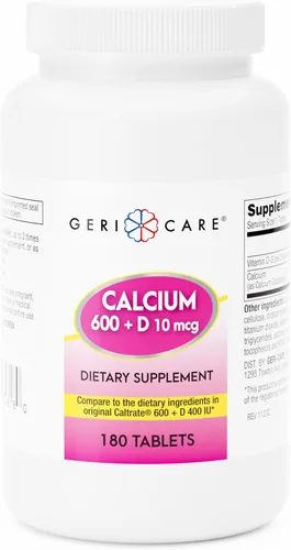 Miniatura 9 de GeriCare Calcio 600mg - Vitamina D 10mcg Tabletas - Salud ósea - Suplemento nutricional, 60 unidades (paquete de 1)