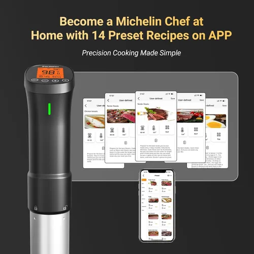 Miniatura 3 de INKBIRD Wifi Sous Vide Cocina, Máquina Sous Vide de 1000W, Circulador de Inmersión con Control Remoto con Aplicación, Recetas, Temporizador, Alarma