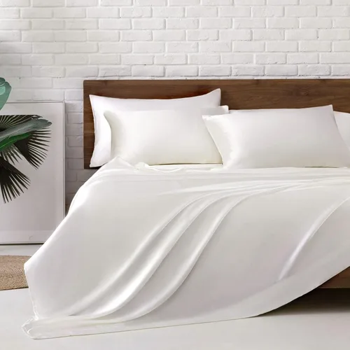 Miniatura 28 de MR&HM Sábanas de satén para cama de tamaño King, juego de 4 piezas de ropa de cama sedosa con bolsillo profundo de 15 pulgadas para colchón