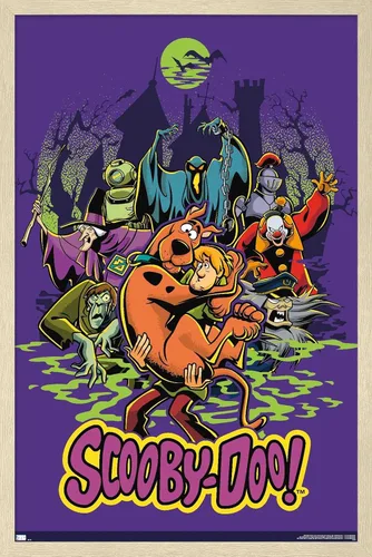 Miniatura 12 de Scooby-Doo - Póster de pared del grupo de villanos, 22.4 pulgadas de largo x 14.7 pulgadas de ancho, versión enmarcada de madera de granero