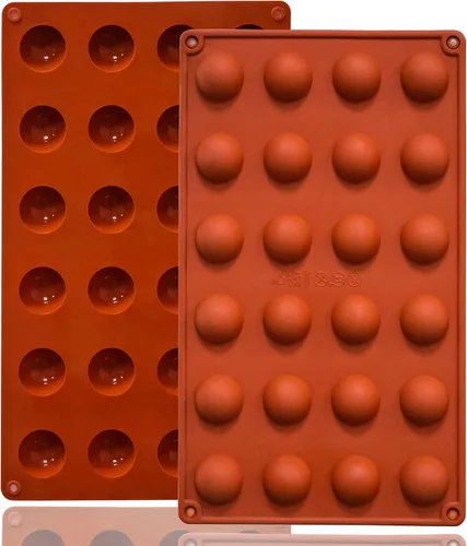 Miniatura 8 de Lerykin Paquete de 3 moldes de silicona extra grandes de 5 cavidades, molde de media esfera antiadherente para hacer bombas de chocolate caliente