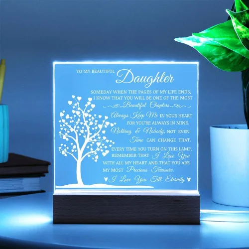 Miniatura 4 de Regalo conmemorativo para hija - Lámpara del Amor, Placa cuadrada de acrílico para hija, Mensaje significativo en exhibición, Regalo de cumpleaños