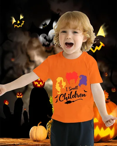 Miniatura 2 de CM-Kid Halloween Shirt for Toddler Boy Girl Pumpkin Skeleton Dino Short Sleeve Tshirt for Kids Cotton Tops 2-7 Years