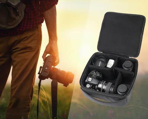Miniatura 7 de Bolsa de inserción de cámara resistente al agua Estuche para cámara DSLR SLR Versión mejorada y estuche de transporte para almacenamiento de lentes