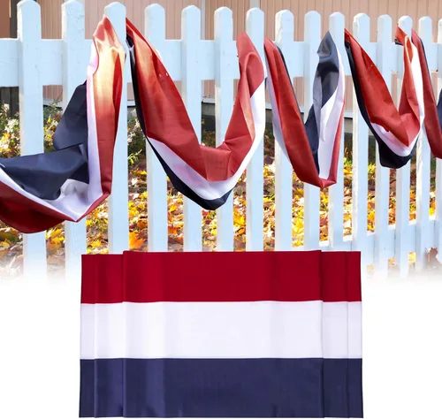 Miniatura 8 de 6 banderas patrióticas plisadas de Estados Unidos – 3 x 1.5 pies, bandera de Estados Unidos, bandera patriótica de banderines con estrellas y rayas