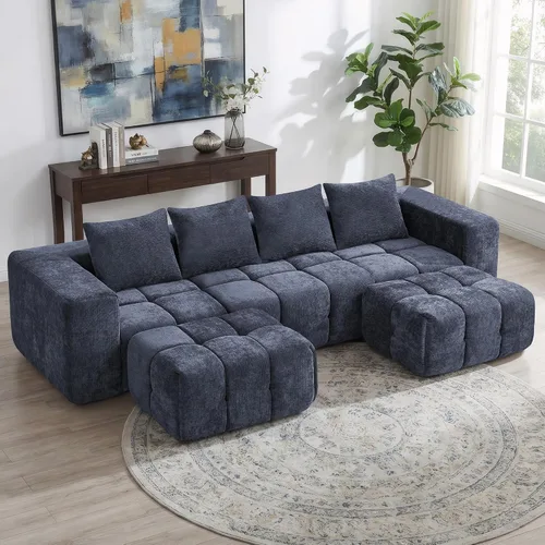 Miniatura 14 de Sofá biplaza modular sin huesos de 78.7 pulgadas, sofá de nube copetudo con asiento profundo, sofá de felpilla para sala de estar, sofá comprimido