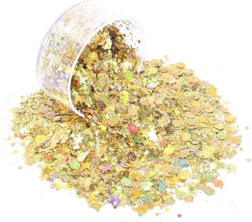 Miniatura 3 de Licool - Brillantina gruesa holográfica, juego de 12, purpurina artesanal para manualidades de resina, purpurina cosmética para uñas, cuerpo, cara