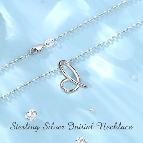 Miniatura 44 de EUDORA Collares de plata esterlina con inicial para mujer, regalos clásicos de 26 letras sin cuello para niñas, hermana, madre hija, cadena de 18