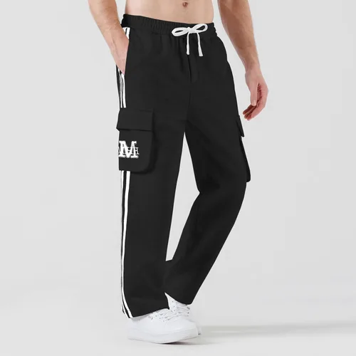 Miniatura 4 de HHZ Pantalones deportivos de algodón para hombre, casuales, holgados, para yoga, atléticos, para descansar, correr, pantalones de jersey para hombre