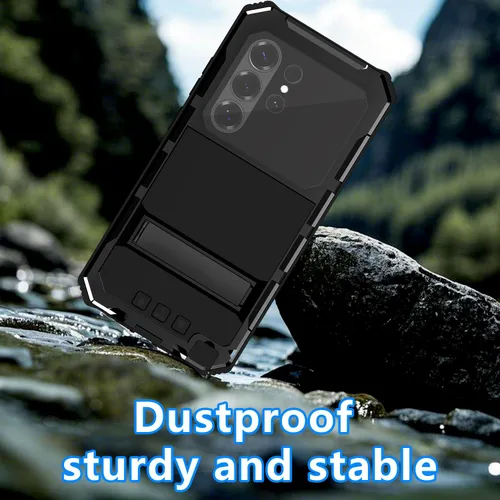 Miniatura 6 de Simicoo Funda de metal militar resistente compatible con Samsung Galaxy S26 Ultra protección contra caídas, cubierta de metal resistente con Negro