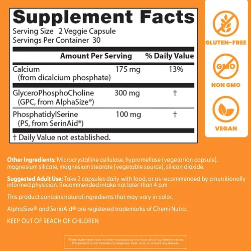 Miniatura 4 de Doctor's Best Natural Brain Enhancers - Suplemento de salud cerebral para apoyo de memoria y concentración, fosfatidilserina, alfa GPC y cápsulas
