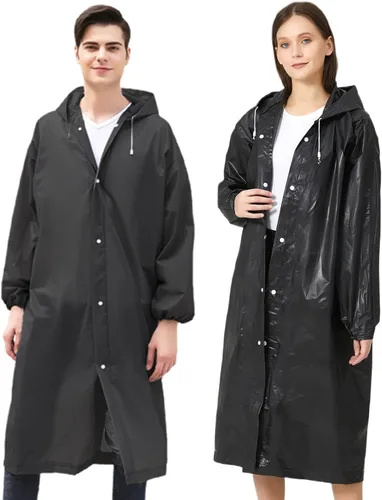 Miniatura 11 de Poncho de lluvia para adultos, reutilizables, paquete de 2 a 5 unidades, capa impermeable de EVA con capucha, equipo de lluvia para hombres