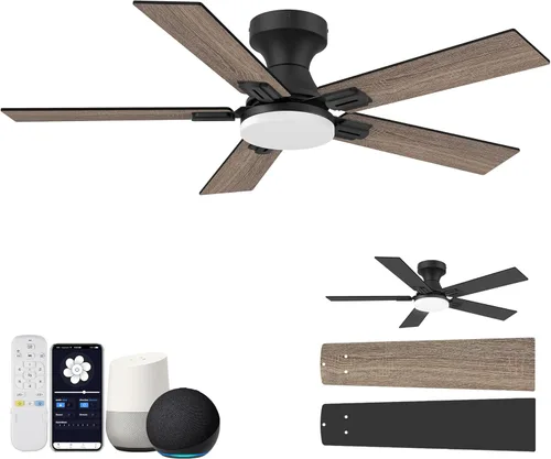 Miniatura 11 de Hoenofly Ventilador de techo inteligente de 42 pulgadas con control remoto de luces, control por aplicación y voz Alexa WIFI, motor CC reversible