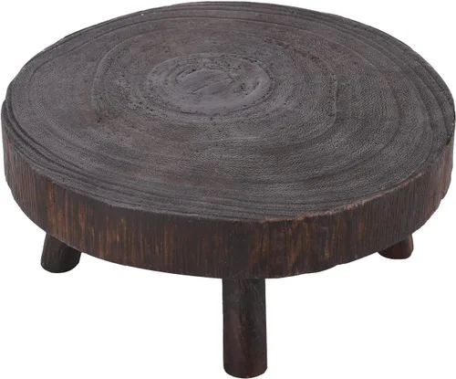 Miniatura 4 de Taburete de madera para plantas, soporte bajo para plantas, soporte redondo para macetas elevadoras, soportes para múltiples plantas, soporte Marrón