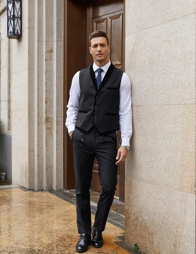 Miniatura 4 de COOFANDY Chaleco de traje para hombre, ajustado, formal, de negocios, casual, para boda
