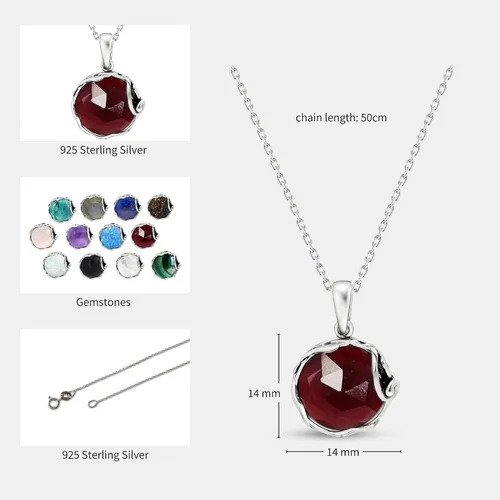 Miniatura 14 de Collares de plata de ley 925 con piedras preciosas para mujer, piedra natal, collares con colgante de plata, collar de plata de declaración de plata