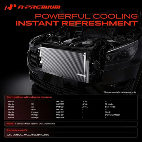Miniatura 2 de A-Premium Condensador de aire acondicionado compatible con Mazda 323 1990-1994, Miata 1990-1997, Protege 1990-1994