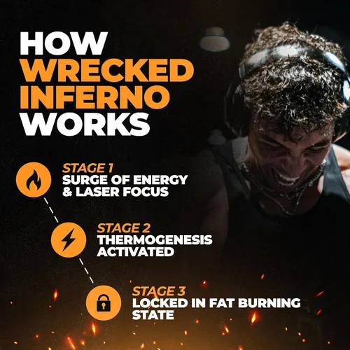 Miniatura 4 de Wrecked Inferno - Pre-entrenamiento termogénico para hombres y mujeres, aumenta la energía, aumenta la termogénesis y el metabolismo, mejora