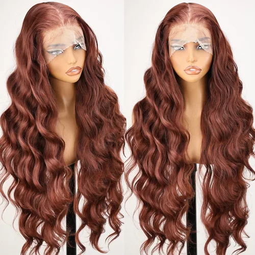 Miniatura 17 de SOKU Peluca negra de encaje frontal de 13 x 6 pulgadas, 32 pulgadas de largo, ligera, línea de cabello prearrancada con abuelitos, encaje suizo