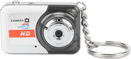 Micro cámara de juguete pequeña con llaveros, toma de fotos de video, exquisita cámara de moda con personalidad, los mejores niños (gris plateado)