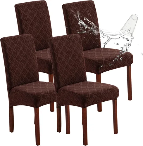 Miniatura 58 de Genina Fundas impermeables para sillas de comedor, fundas elásticas de jacquard para sillas de comedor, extraíbles y lavables, protector de silla