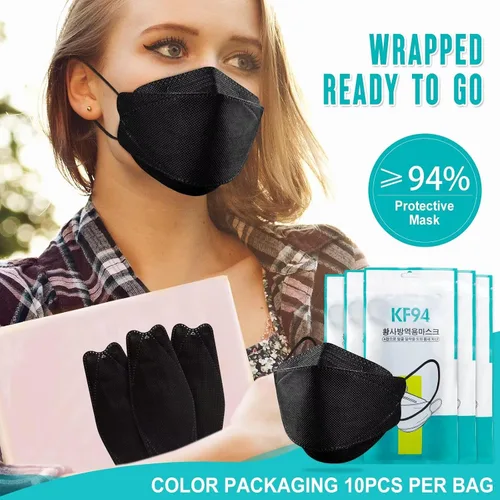 Miniatura 2 de 50/100 Pack KF94 Face_Covers, Color mask，Black Mask，4-Layer mask Independent packaging,outdoor Daily Use