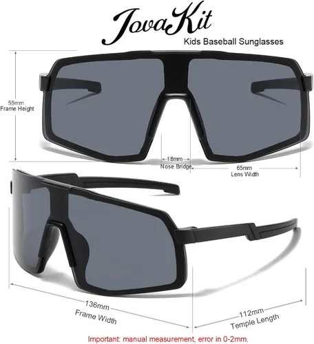 Miniatura 3 de JOVAKIT Gafas de sol de béisbol para niños y niñas de 3 a 13 años, lentes de sol de béisbol juvenil, UV400, pantallas deportivas de ciclismo