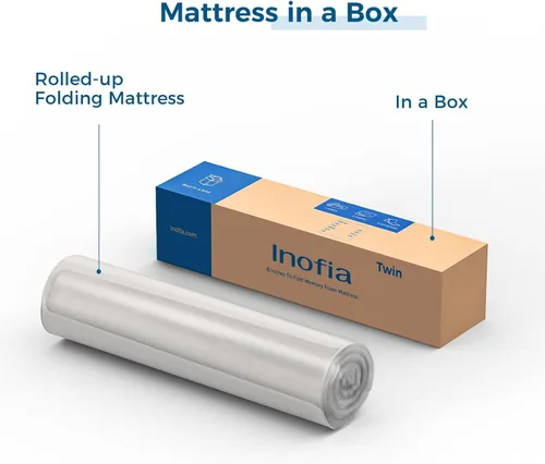 Miniatura 7 de Inofia Colchón plegable de 6 pulgadas, colchón tri-plegable de espuma viscoelástica con funda extraíble, cama de suelo plegable, firmeza media