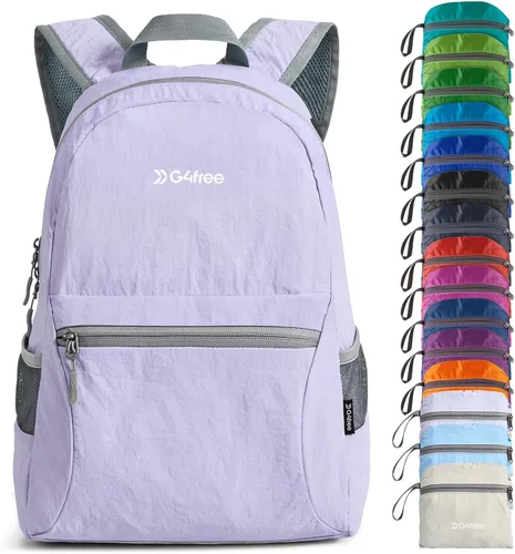 G4Free 20L ligera mochila plegable para viajes y senderismo, mochila de senderismo plegable para hombres y mujeres (Lavanda Claro)