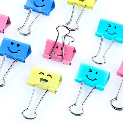 Miniatura 7 de Paquete de 80 clips para carpeta, clips de papel Limque con cara sonriente hueca de colores, 80 clips de tamaño surtidos, para oficina, regalos