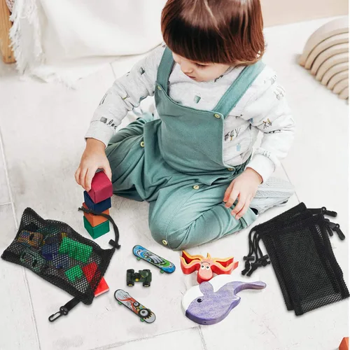 Miniatura 4 de 8 bolsas de malla negra con cordón y clips, pequeñas bolsas de malla de almacenamiento de nailon, bolsa para lavavajillas, bolsa de red para joyas