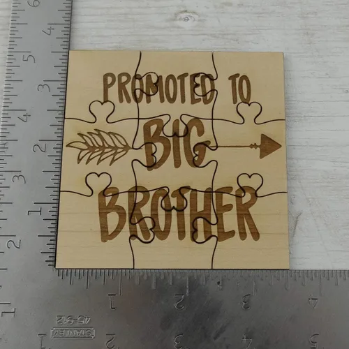 Miniatura 5 de Promoted to Big Brother - Rompecabezas de madera de tilo cuadrada de 9 piezas, anuncio de embarazo para hijo