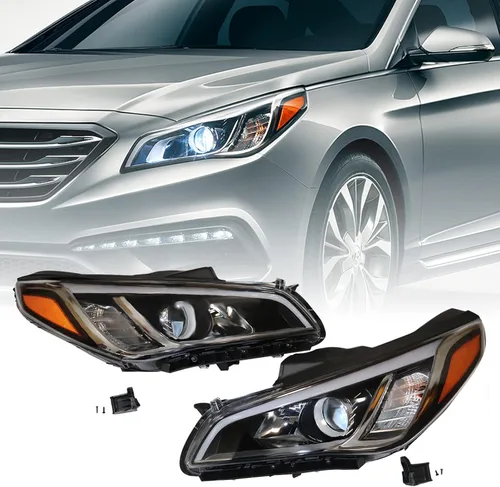 Gdrasuya10 Conjunto de faros halógenos para 2015 2016 2017Hyundai Sonata izquierda conductor y pasajero derecho faro delantero faro delantero