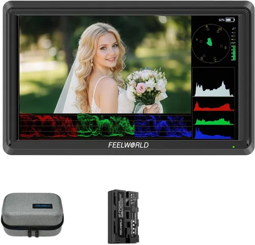 FEELWORLD S55E - Monitor DSLR de campo de cámara de 5.5 pulgadas, 500nit, salida de entrada HDMI 4K, forma de onda 3D LUT HDR enfoque preciso