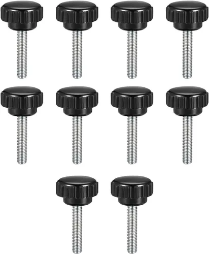 Miniatura 10 de uxcell Perillas de sujeción moleteadas con rosca métrica macho M4 x 1.969 in, tornillo de agarre para pulgar, perno de mango de sujeción manual